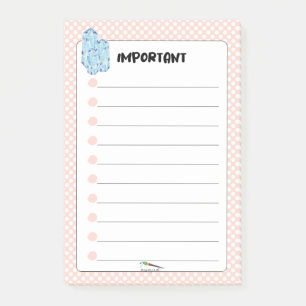 Peach Polka Dot Blue Diamond IMPORTANT Post-it Notes