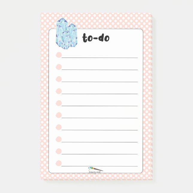 Peach Polka Dot Blue Diamonds TO-DO's  Post-it Notes (Front)