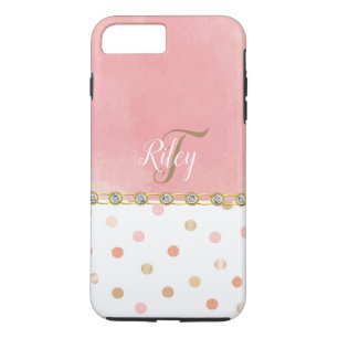 Peach Polka Dot Rhinestone Glitzy Pretty Fun Case-Mate iPhone Case