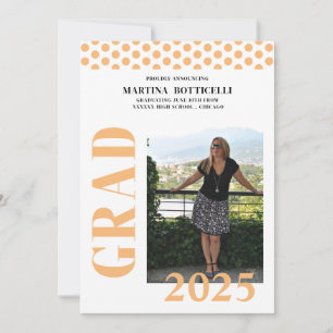 Peach Polka Dots Photo Graduation Announcement