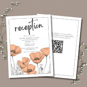 Peach Poppies Elegant Floral Wedding Reception Enclosure Card