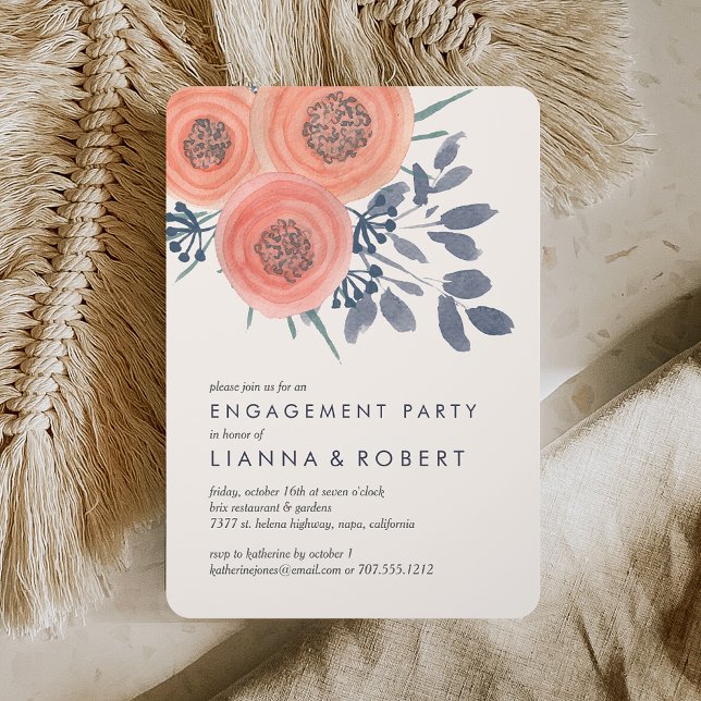 Peach Poppies Engagement Party Invitation (Creator Uploaded)