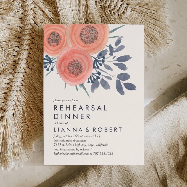 Peach Poppies Rehearsal Dinner Invitation (Creator Uploaded)
