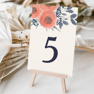 Peach Poppies Table Number
