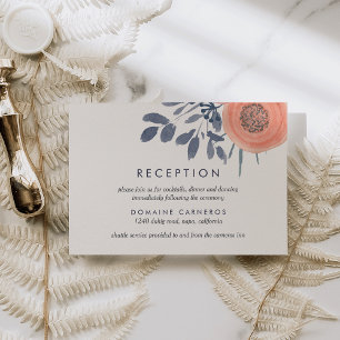Peach Poppies Wedding Reception Enclosure Card