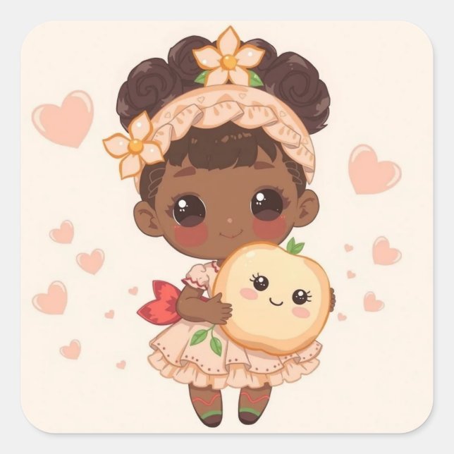 Peach Princess Square Sticker (Front)