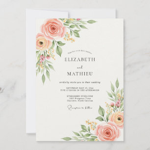 Peach Pristine Spring Wedding Invitation