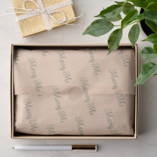 Peach Puff & Muted Sage Green 'Marry Me' Proposal Tissue Paper