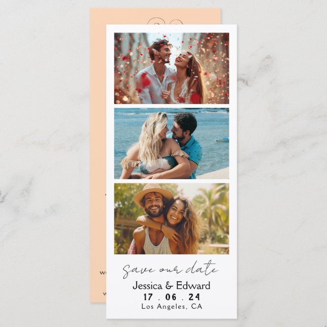 Peach Puff Save The Date Photo Booth Qr Code (Front/Back)