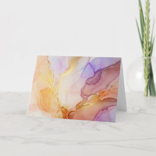 Peach Purple Alcohol Ink Thank You Card