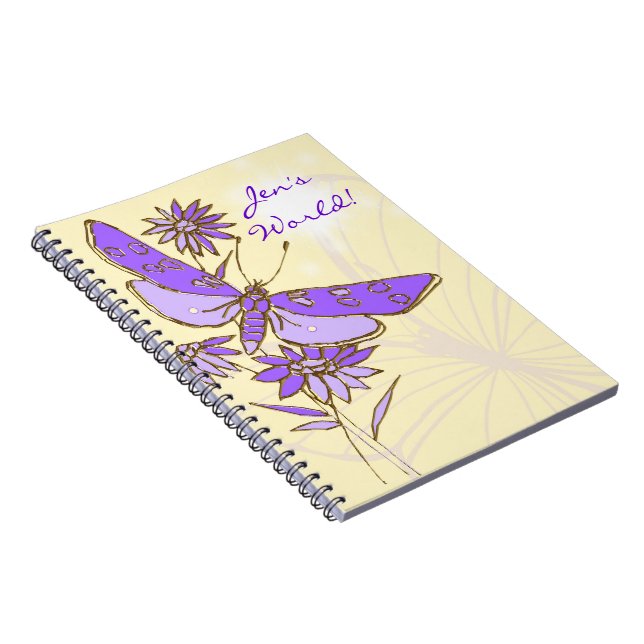 Peach Purple Butterfly Notebook (Right Side)