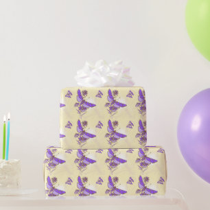 Peach Purple Butterfly Wrapping Paper