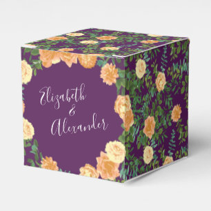 Peach Purple Wedding Floral Roses Favour Box