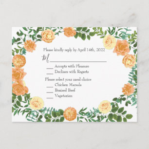 Peach Purple Wedding Floral Roses Postcard