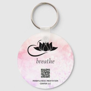 *~* Peach QR - BREATHE Lotus Branding SWAG Key Ring