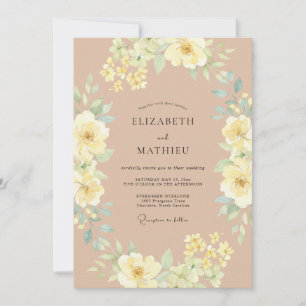 Peach Radiant Botanical Wedding Invitation