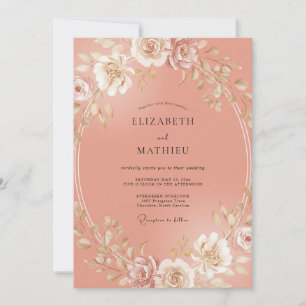 Peach Radiant Floral Wedding Invitation