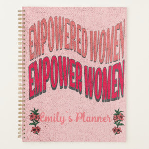 Peach red text Empowered women Empower quote Planner