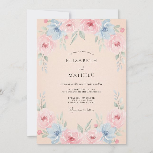 Peach Refreshing Spring Wedding Invitation (Front)