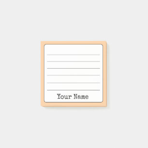 Peach Retro Add Your Name Lined  Post-it Notes
