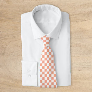Peach Retro Chequerboard Tie