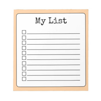 Peach Retro Custom Checklist Lined Notepad