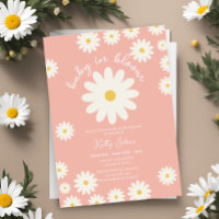 Peach Retro Groovy Daisy Baby in Bloom Shower