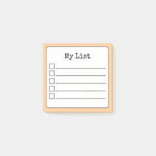 Peach Retro Lined Checklist Post-it Notes