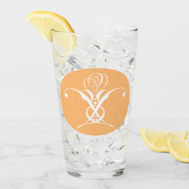 Peach Retro White Flourish Rose Glass (Front Ice)