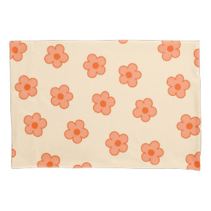 Peach Retro Y2K Playful Pastel Blossom Floral  Pillowcase