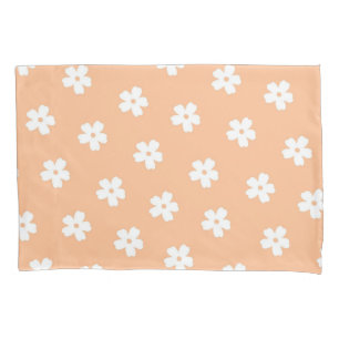 Peach Retro Y2K Playful Pastel Flower Pattern Pillowcase