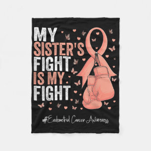 Peach Ribbon Sister Endometrial Cancer Awareness  Fleece Blanket