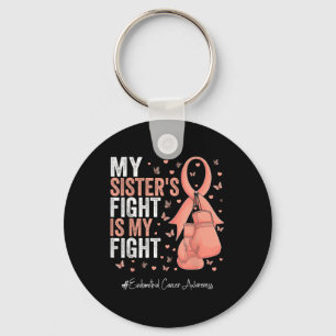 Peach Ribbon Sister Endometrial Cancer Awareness Key Ring
