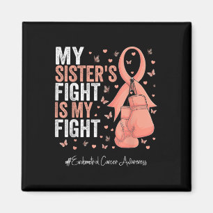 Peach Ribbon Sister Endometrial Cancer Awareness Magnet