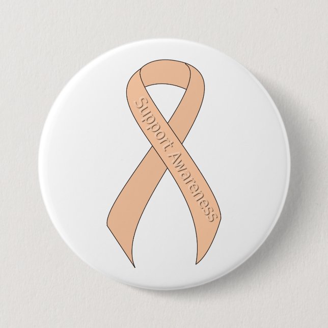 Peach Ribbon Support Awareness 7.5 Cm Round Badge (Front)