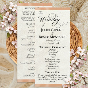 Peach Ribbon Wedding Programme