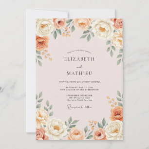 Peach Romantic Botanical Wedding Invitation