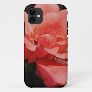 peach rose and dewdrops Case-Mate iPhone case
