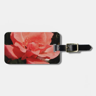 peach rose and dewdrops luggage tag