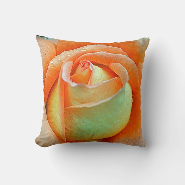 Peach Rose Bud Cushion  Throw (Front)