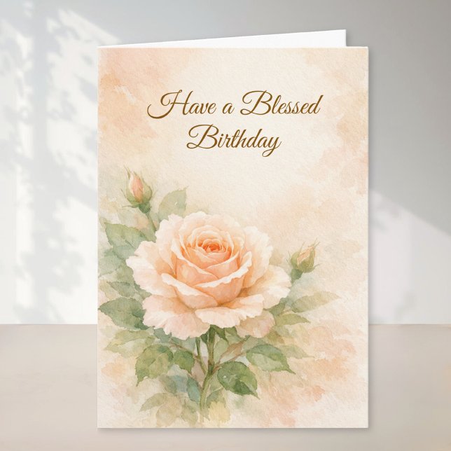 Peach Rose Christian Birthday Card (Creator Uploaded)