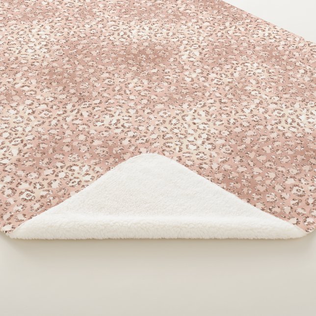 Peach Rose Gold Blush Pink Glitz Leopard Print     Sherpa Blanket (3/4)
