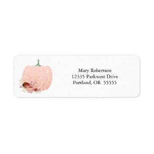 Peach & Rose Gold Glitter Pumpkin Return Address