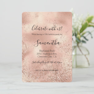 Peach Rose Gold Glitzy Glitter Invitation