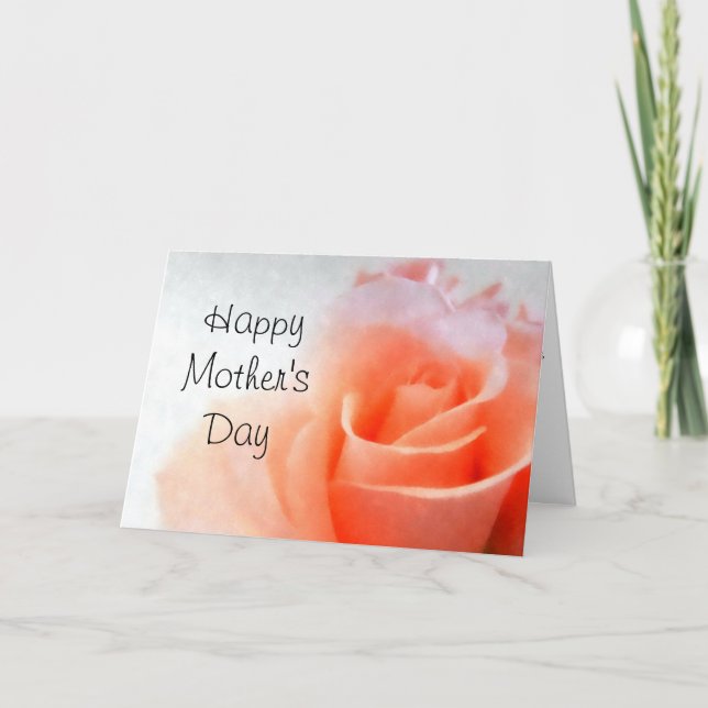 Peach Rose Happy Mother's Day Card (Front)
