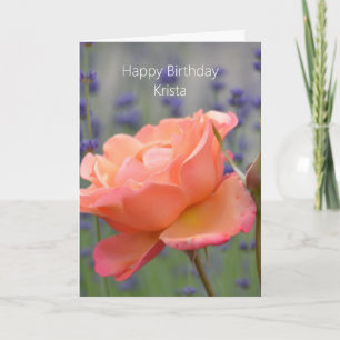 Peach Rose Lavender (my photography) Birthday Card