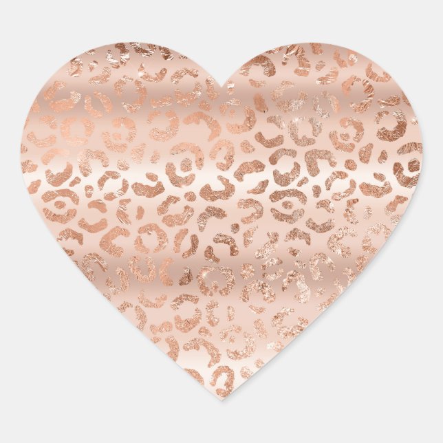 Peach Rose Leopard Heart Sticker (Front)