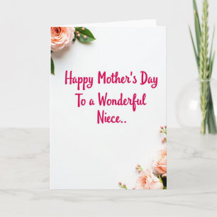 Peach Rose Mothers Day Niece Card