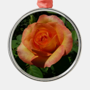 Peach Rose Orange Floral Photography Metal Tree Decoration