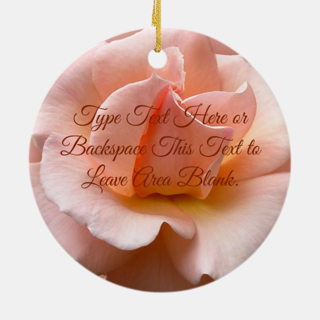 Peach Rose Ornament Personalized Rose Decorations (Back)
